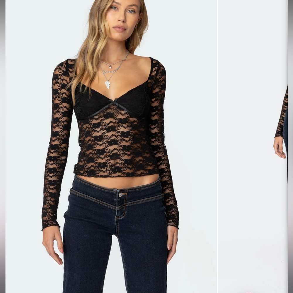 Mykonos Sheer Lace Top - size m